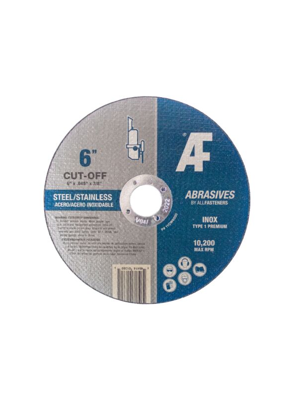AF 6 x .045 x 7/8 Type 1 Cut Off Wheel Aluminum Oxide for Metal/Stainless 50/Box - 200/Ctn