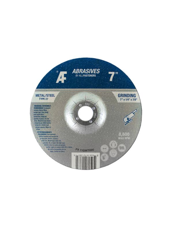 7 x 1/4 x 7/8 Type 27 Grinding Wheel Aluminum Oxide for Metal 20/Box - 80/Ctn