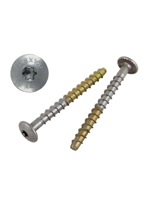 AF M8 x 100mm (5/16 x 4) Button Torx Hd Concrete Screw-Anchor 316 Stainless 50/Box - 300/Ctn