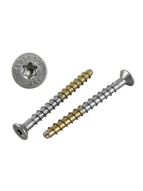 AF M8 x 100mm (5/16 x 4) Flat Torx Hd (T45) Concrete Screw-Anchor 316 Stainless 50/Box - 300/Ctn