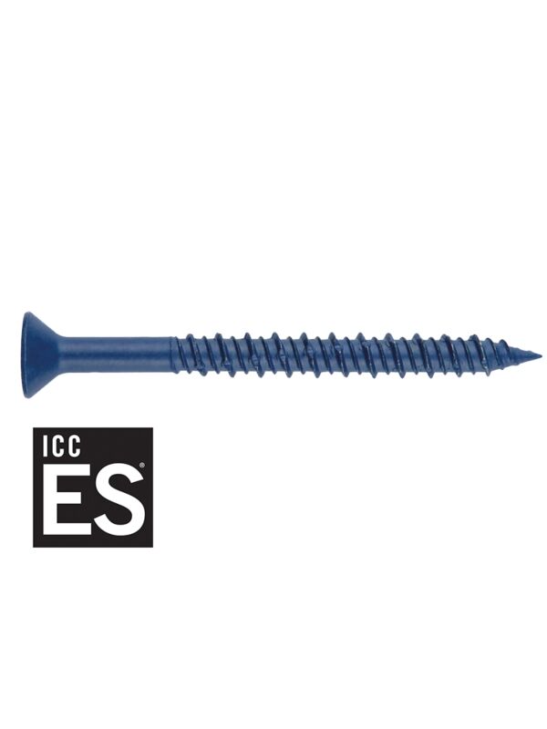 1/4 x 3-1/4 XCS-F Flat Head Torx Drive (T30) Blue Concrete Screw, ICC Approved for Cracked/Uncracked Concrete 100/Box - 800/Ctn