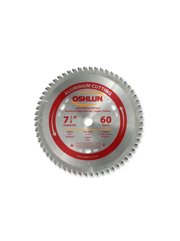 7-1/4 x 5/8 x 60T Aluminum Non-Ferrous Carbide Tipped Circular Saw Blade