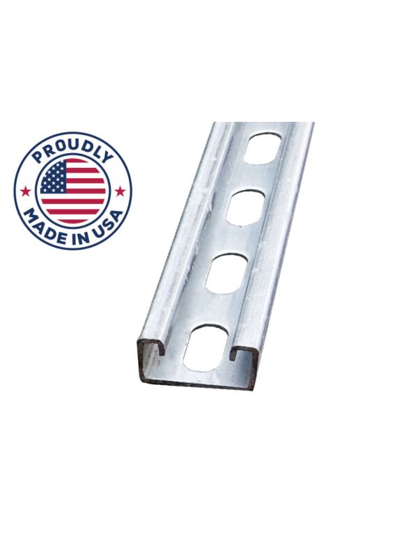 2-7/16 x 10ft Strut Channel Pre-Galvanized 12ga Short Slot, Domestic - 30/Bundle