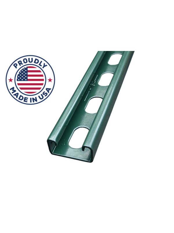 13/16 x 10ft Strut Channel Green 14ga Short Slot, Domestic - 50/Bundle