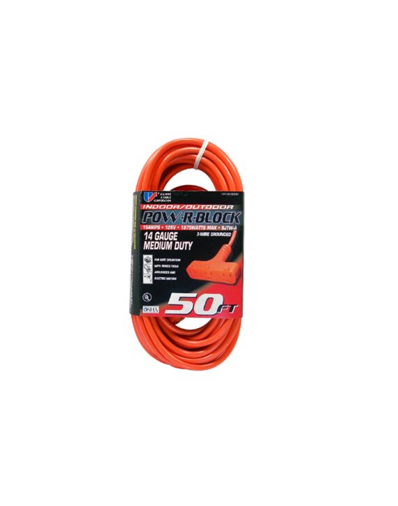 14/3 x 50ft 3-Outlet Power Block Ext Cord 05-00121 (62050)