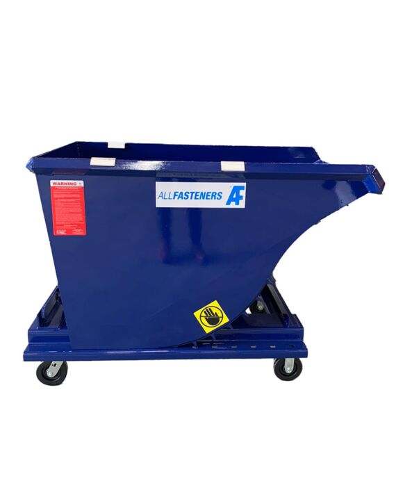 Heavy Duty Lift Truck Hopper 1 CY AF Blue with Decals and 6in Quick Change Casters