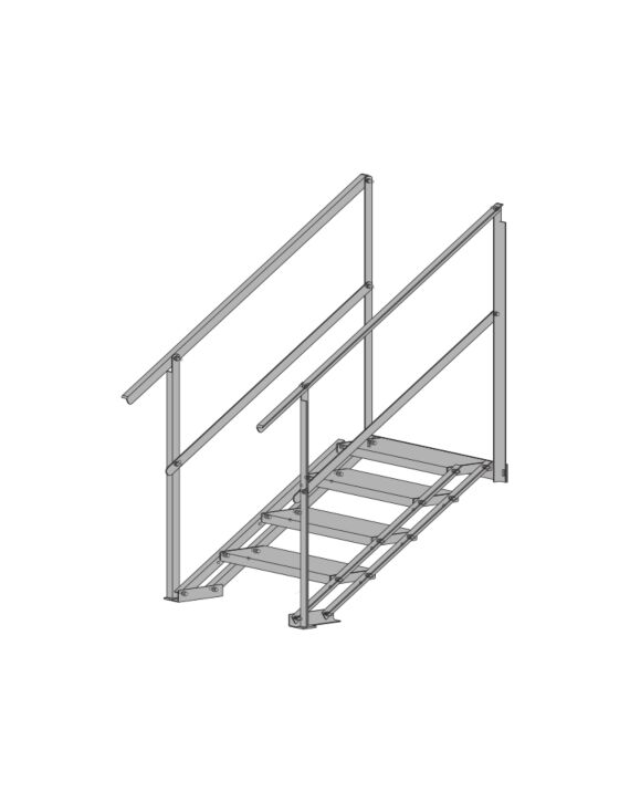 AllFasteners 4-Step Self Leveling Stair with Handrails