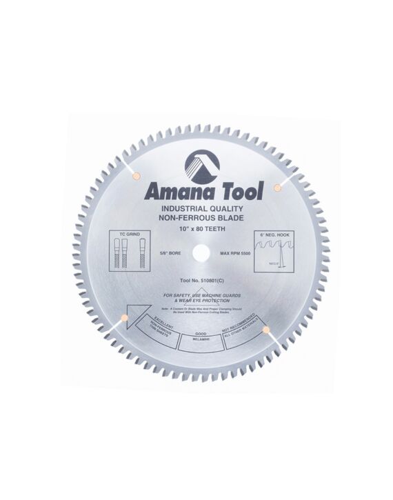 10 x 5/8 x 80T Carbide Tipped Triple Chip Circular Saw Blade for Non Ferrous