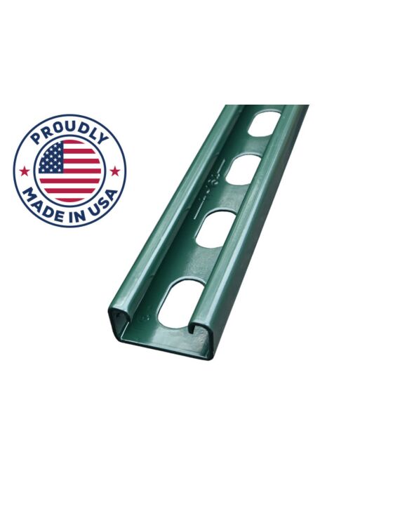 13/16 x 10ft Strut Channel Green 14ga Short Slot, Domestic - 50/Bundle