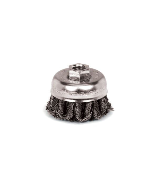 2-3/4 x 5/8-11 Wire Knot Cup Brush .020 Carbon Steel 1/Clamshell - 10/Box - 50/Ctn