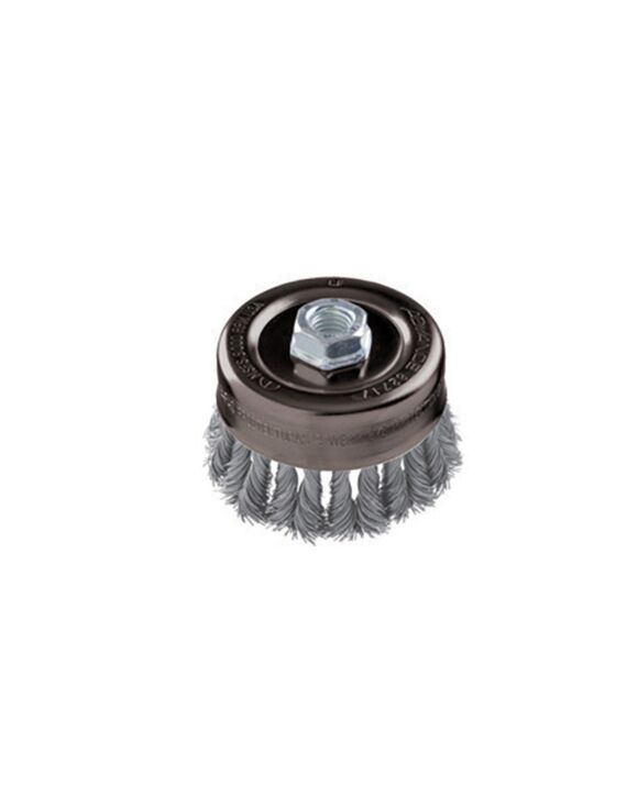 4" x 5/8-11 Wire Knot Cup Brush .020 Carbon Steel 1/Clamshell - 5/Box - 20/Ctn