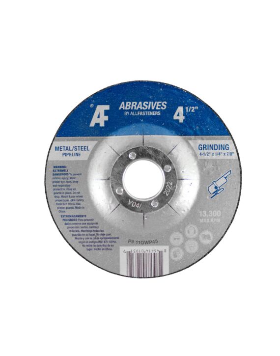 AF 4-1/2 x 1/4 x 7/8 Type 27 Grinding Wheel Aluminum Oxide for Metal 25/Box - 100/Ctn