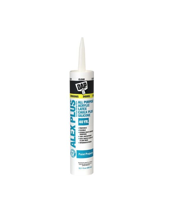 DAP 18071 Clear Alex Plus Acrylic Latex Caulk Plus Silicone 10.1oz Tube - 12/Case