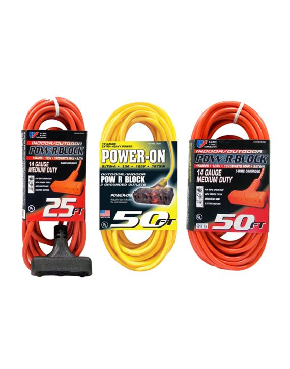 3-Outlet Power Block Electrical Extension Cord