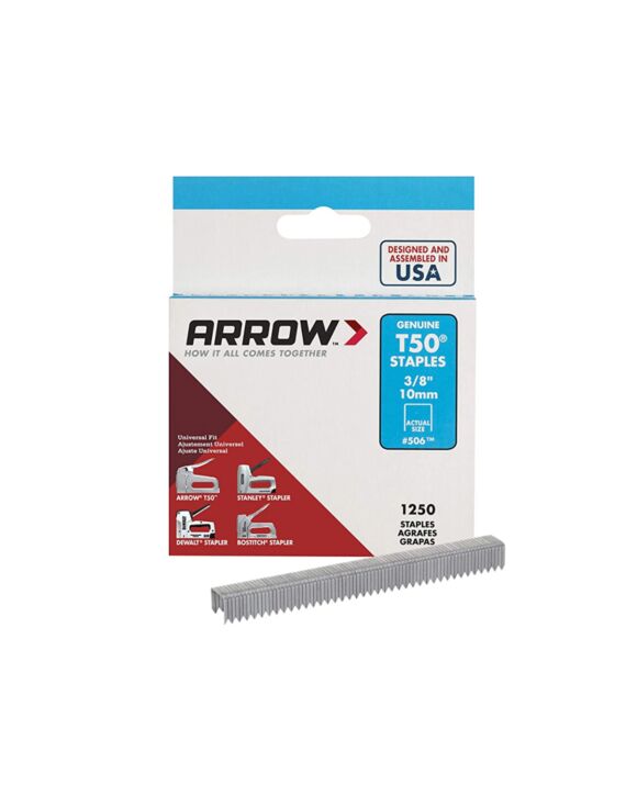 Arrow T50 3/8in Staples (1250-Pack) - 4/Case