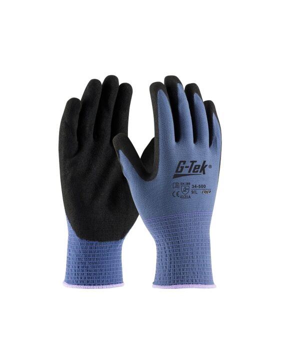 G-Tek Black Nitrile Glove with Micro Grip on Gray Large 12/Pack
