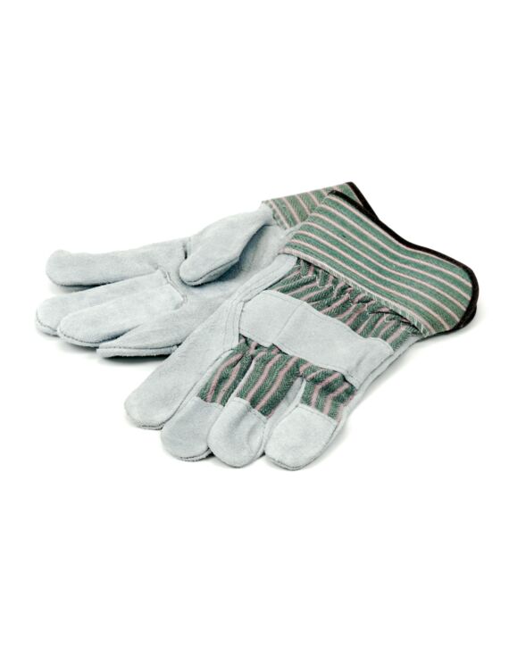 GL1001WL Striped Fabric Premium Cowhide Leather Palm Work Glove Large 12/Pack - 120/Case