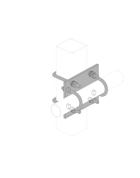 2-3/8 Round x 4" Square Crossover Plate Galvanized with Hardware
 Equal to SQCX4-K