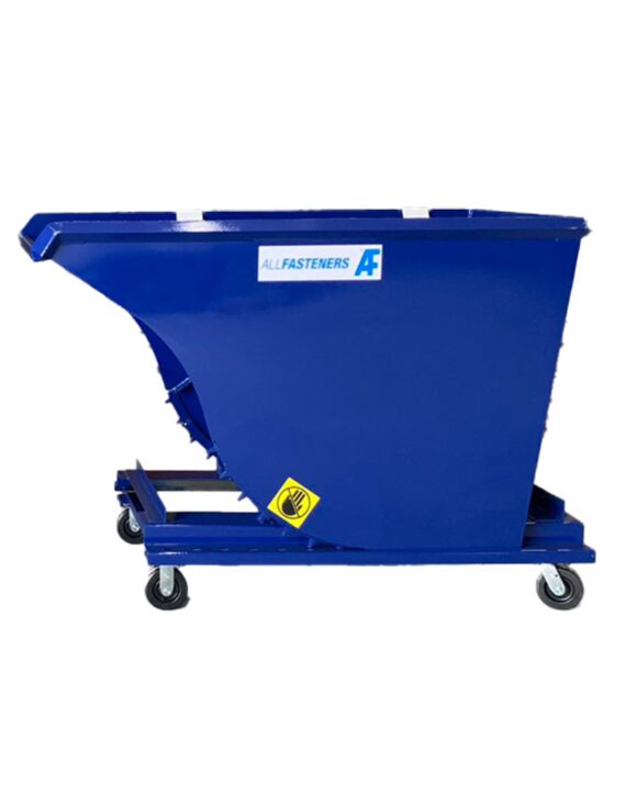 Heavy Duty Lift Truck Hopper 1.5 CY AF Blue with Decals and 6in Quick Change Casters