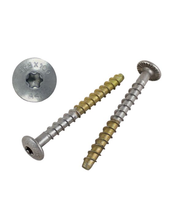 AF M8 x 100mm (5/16 x 4) Button Torx Hd Concrete Screw-Anchor 316 Stainless 50/Box - 300/Ctn