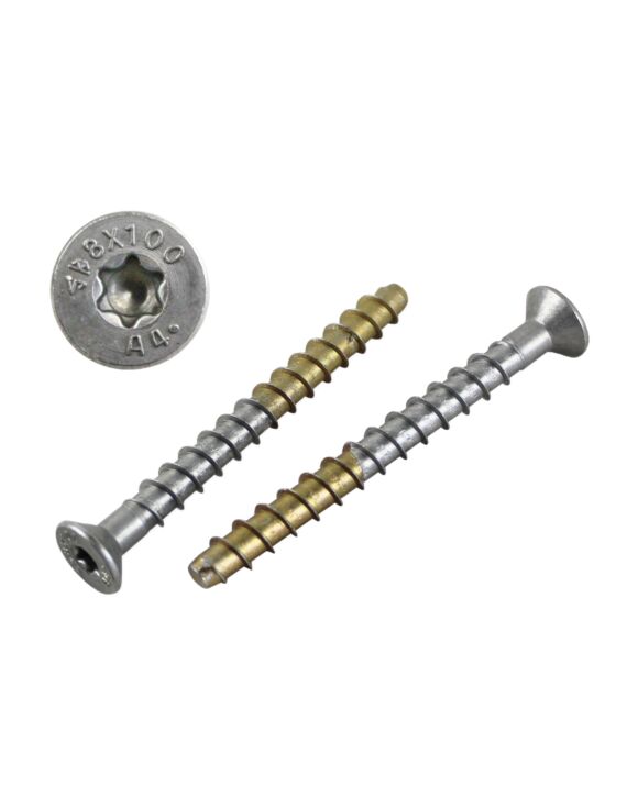 AF M8 x 100mm (5/16 x 4) Flat Torx Hd (T45) Concrete Screw-Anchor 316 Stainless 50/Box - 300/Ctn