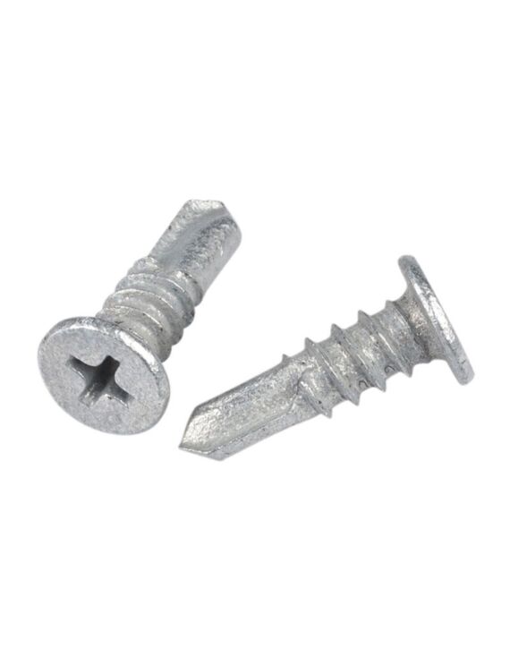 12-14 x 1 Flat Top Self Drilling Screw Galvanized 500/Box - 6,000/Ctn