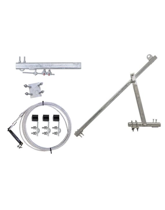 110ft Ladder Mount Safety Climb System HDG with Galvanized Cable and Curved Mount