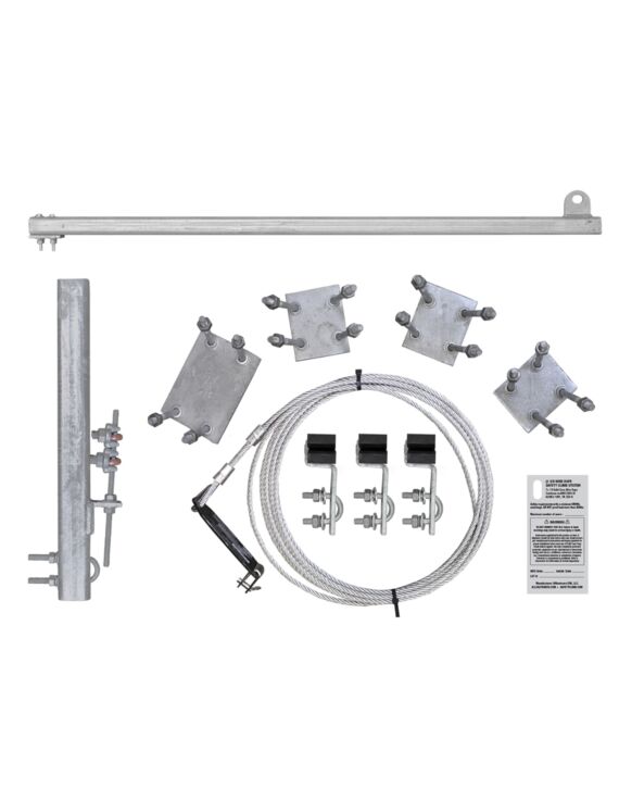 500ft Ladder Mount Safety Climb  System HDG with Galvanized Cable & 60" Top Bracket