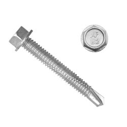 Hex Washer Head Bimetal 304 Stainless Self Drilling Screw - #3 Pt CliMax Coated