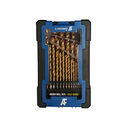 AF 29-Pc TuffBox Set 1/16"-1/2" Jobber Drill Bits Gold Fractional Tin-Coated 135 Degree Split Point