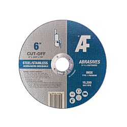 AF 6 x .045 x 7/8 Type 1 Cut Off Wheel Aluminum Oxide for Metal/Stainless 50/Box - 200/Ctn