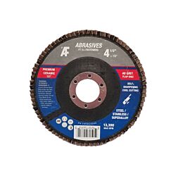 AF 4-1/2 x 7/8 Type 27 Flap Disc, High Density Ceramic, for Steel/Stainless, 60 Grit 10/Box - 100/Ctn