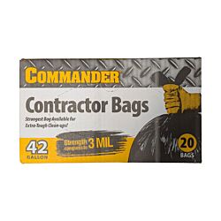AF Heavy Duty Black Contractor Trash Bag, 31.5in x 49in 3mil (42 gal), Box of 20 - 210/Pallet