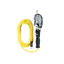 25ft x 16/3 Metal Shade Work Light with Outlet in Handle 4/Box