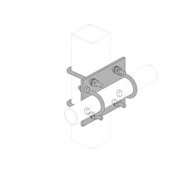 2-3/8 Round x 4" Square Crossover Plate Galvanized with Hardware  Equal to SQCX4-K