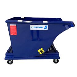 Heavy Duty Lift Truck Hopper 1 CY AF Blue with Decals and 6in Quick Change Casters