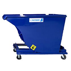 Heavy Duty Lift Truck Hopper 1.5 CY AF Blue with Decals and 6in Quick Change Casters