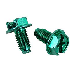 10-32 x 3/8 Hex Washer Phillips Head Machine Screw Zinc Green (Ground Screw) 100/Box - 7000/Ctn