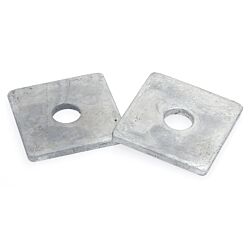 1/4in Thick x 3in Wide Square Plate Washer with 9/16in ID Hole, Galvanized