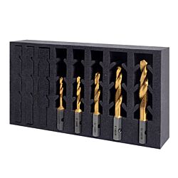 HMT VersaDrive Spiral Flute Combi Drill Tap Set, 1/4, 5/16, 3/8, 1/2" UNC