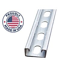 13/16 x 20ft Strut Channel Pre-Galvanized 14ga Short Slot, Domestic - 50/Bundle